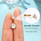 ELOURA G23 Titanium Moissanite Belly Button Ring for Women