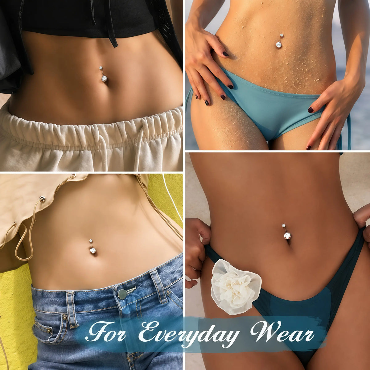 ELOURA G23 Titanium Moissanite Belly Button Ring for Women