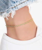 Eloura 18K Gold Plated Braided Rope Anklet for Women, 2.7MM Thick, 10In, Made in Brazil