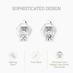 Eloura Gilded Lab-Grown Diamond Stud Earrings, 925 Silver 14KT Gold Plated, Round Cut SI1 F Color