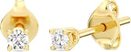 Eloura Gilded Lab-Grown Diamond Stud Earrings, 925 Silver 14KT Gold Plated, Round Cut SI1 F Color