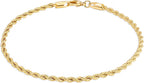 Eloura 18K Gold Plated Braided Rope Anklet for Women, 2.7MM Thick, 10In, Made in Brazil
