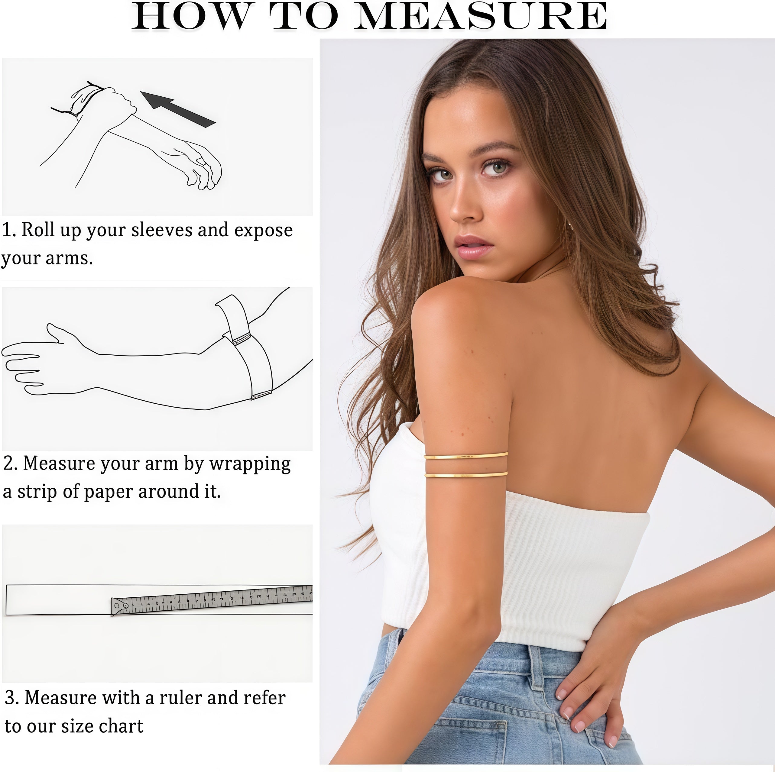RIOSO 6 Pieces Arm Cuff Upper Arm Band Cuff Bracelet Bangle for Women Adjustable Armband Set