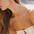 Women 14K Gold Plated Green Rose Beaded Pearl Boho Choker Necklace