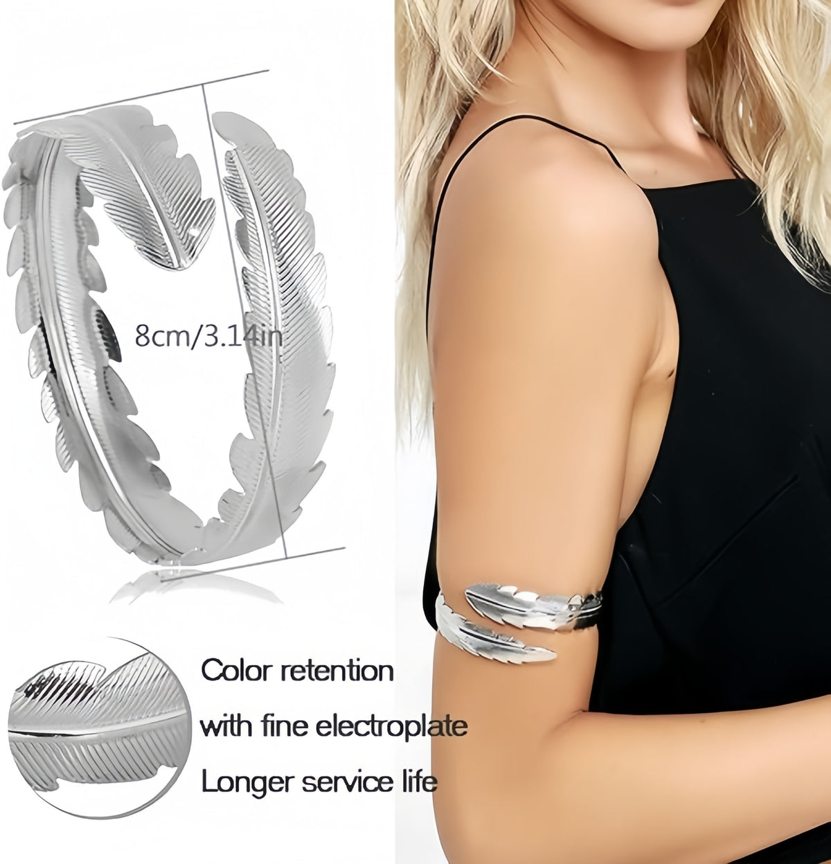 RIOSO 6 Pieces Arm Cuff Upper Arm Band Cuff Bracelet Bangle for Women Adjustable Armband Set