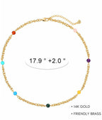 Women 14K Gold Plated Green Rose Beaded Pearl Boho Choker Necklace