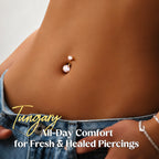 ELOURA G23 Titanium Moissanite Belly Button Ring for Women