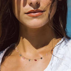 Women 14K Gold Plated Green Rose Beaded Pearl Boho Choker Necklace