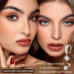 20PCS 20G Surgical Steel Nose Rings, CZ Butterfly Flower Moon Dangle Hoop