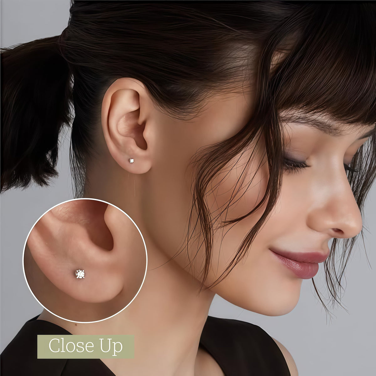 Eloura Gilded Lab-Grown Diamond Stud Earrings, 925 Silver 14KT Gold Plated, Round Cut SI1 F Color