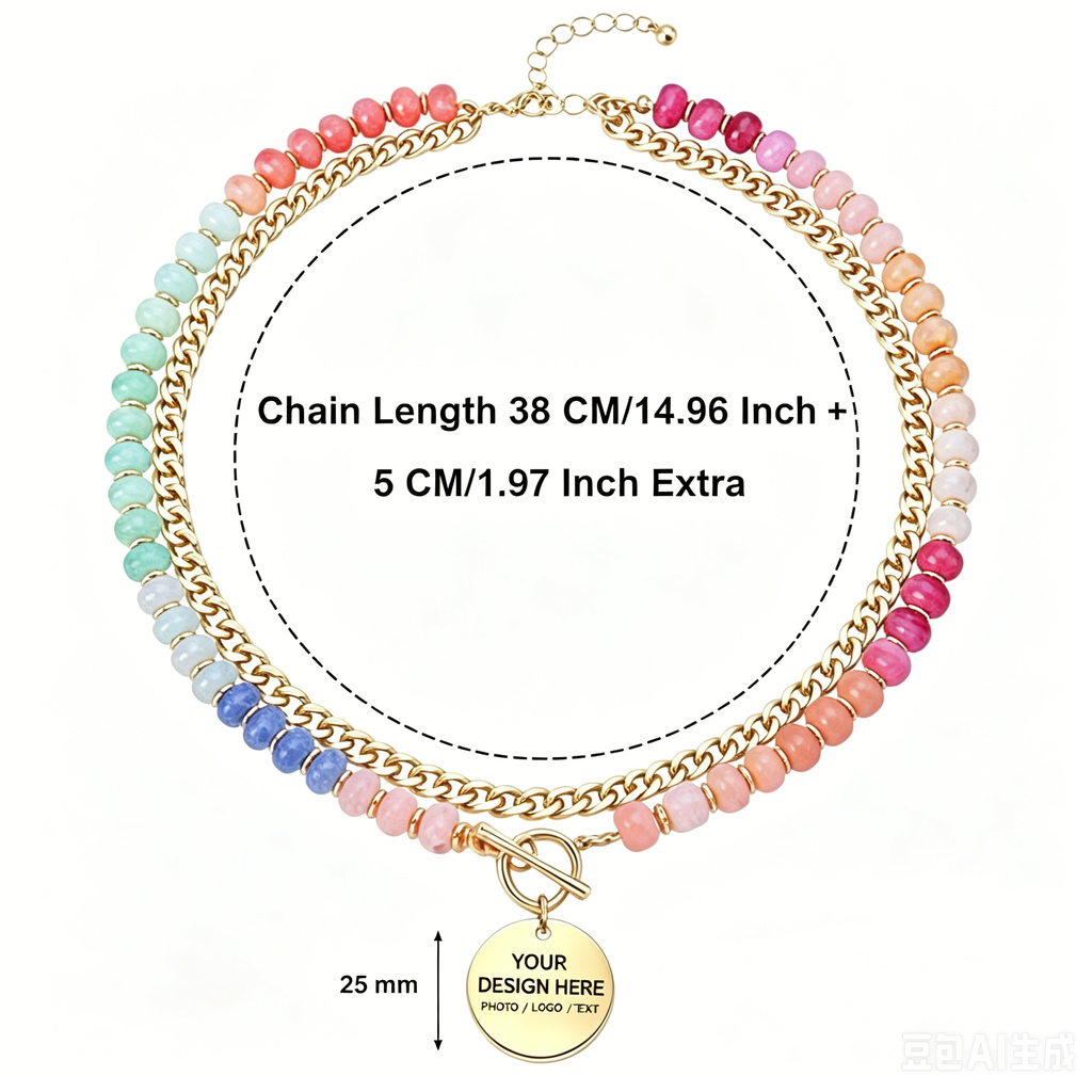 Custom Beaded Necklace, Personalized Text Pendant, Boho Rainbow Choker
