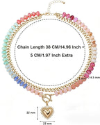 Custom Beaded Necklace, Personalized Text Pendant, Boho Rainbow Choker
