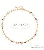 Women 14K Gold Plated Green Rose Beaded Pearl Boho Choker Necklace